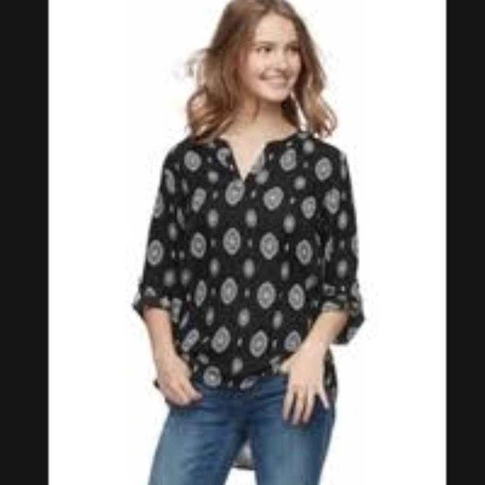 Juniors' Pink Republic Printed Popover Top (NWT)